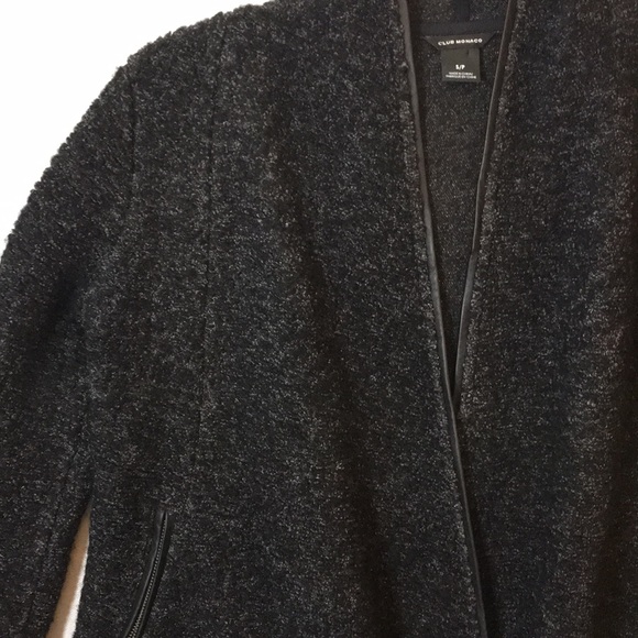 Club Monaco Wool Blend Asymmetrical Boucle Open Jacket - Picture 4 of 12